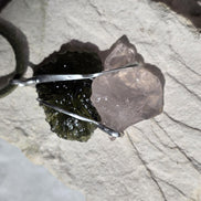 Elegant Moldavite & Rose Quartz Pendant, Ločenice, 2.28g