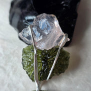 Elegant Moldavite & Rose Quartz Pendant, Ločenice, 2.28g