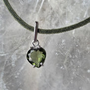 Faceted Moldavite Heart Pendant, Chlum, 0.3g