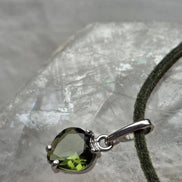 Faceted Moldavite Heart Pendant, Chlum, 0.3g