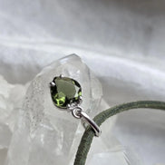 Faceted Moldavite Heart Pendant, Chlum, 0.3g