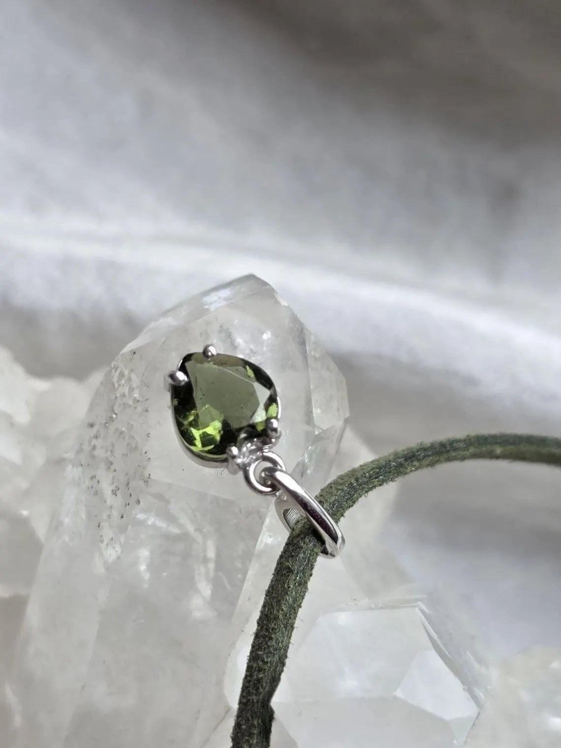 Faceted Moldavite Heart Pendant, Chlum, 0.3g