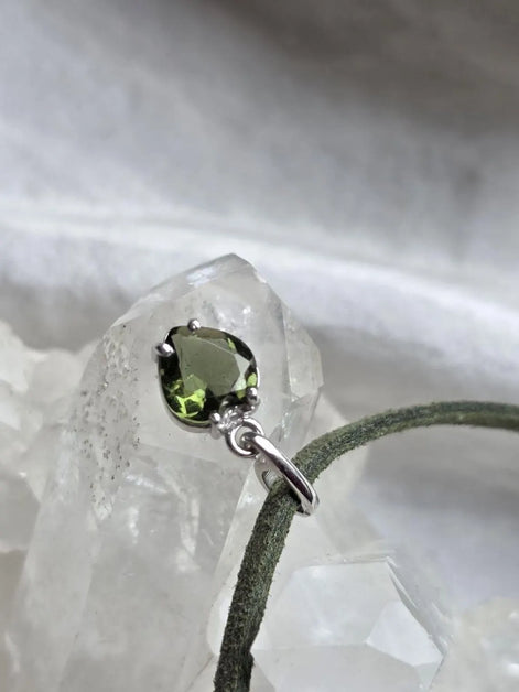 Faceted Moldavite Heart Pendant, Chlum, 0.3g