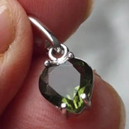 Faceted Moldavite Heart Pendant, Chlum, 0.3g