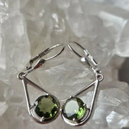 Faceted Elegant Moldavite Earrings, Chlum, 0.75g