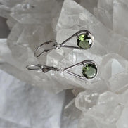 Faceted Elegant Moldavite Earrings, Chlum, 0.75g
