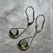Faceted Elegant Moldavite Earrings, Chlum, 0.75g