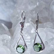 Faceted Elegant Moldavite Earrings, Chlum, 0.75g