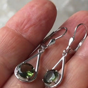 Faceted Elegant Moldavite Earrings, Chlum, 0.75g