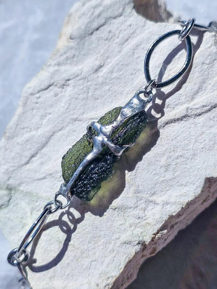 Raw Moldavite Bracelet, Chlum, 2.9g