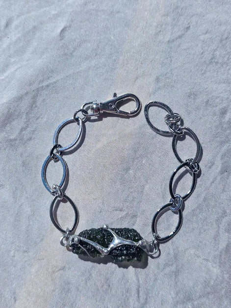 Raw Moldavite Bracelet, Chlum, 2.9g