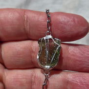 Moldavite Rhodium Brass Bracelet, Marouškovo Pole, 0.83g