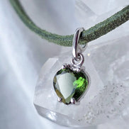 Faceted Moldavite Heart Pendant, Chlum, 0.3g