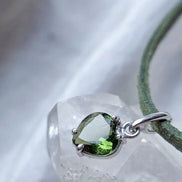 Faceted Moldavite Heart Pendant, Chlum, 0.3g
