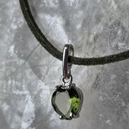 Faceted Moldavite Heart Pendant, Chlum, 0.3g