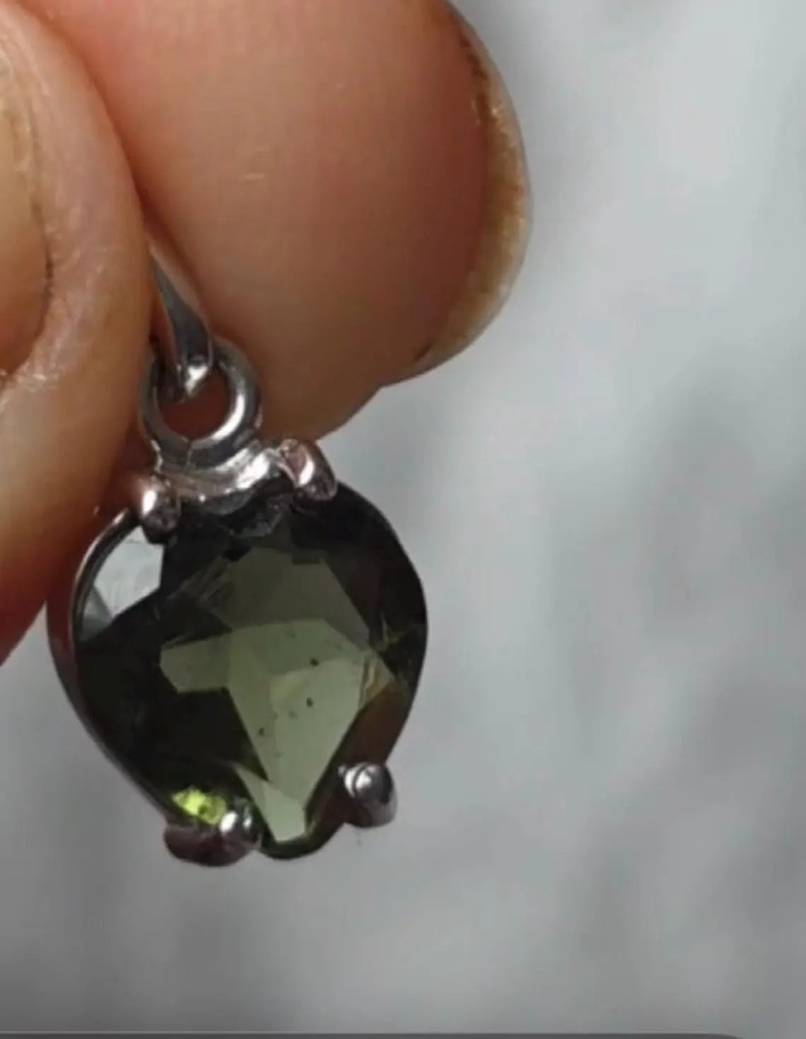 Faceted Moldavite Heart Pendant, Chlum, 0.3g