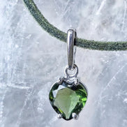 Faceted Moldavite Heart Pendant, Chlum, 0.3g