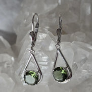 Faceted Elegant Moldavite Earrings, Chlum, 0.75g