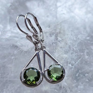 Faceted Elegant Moldavite Earrings, Chlum, 0.75g