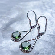 Faceted Elegant Moldavite Earrings, Chlum, 0.75g