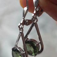 Faceted Elegant Moldavite Earrings, Chlum, 0.75g