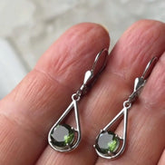 Faceted Elegant Moldavite Earrings, Chlum, 0.75g