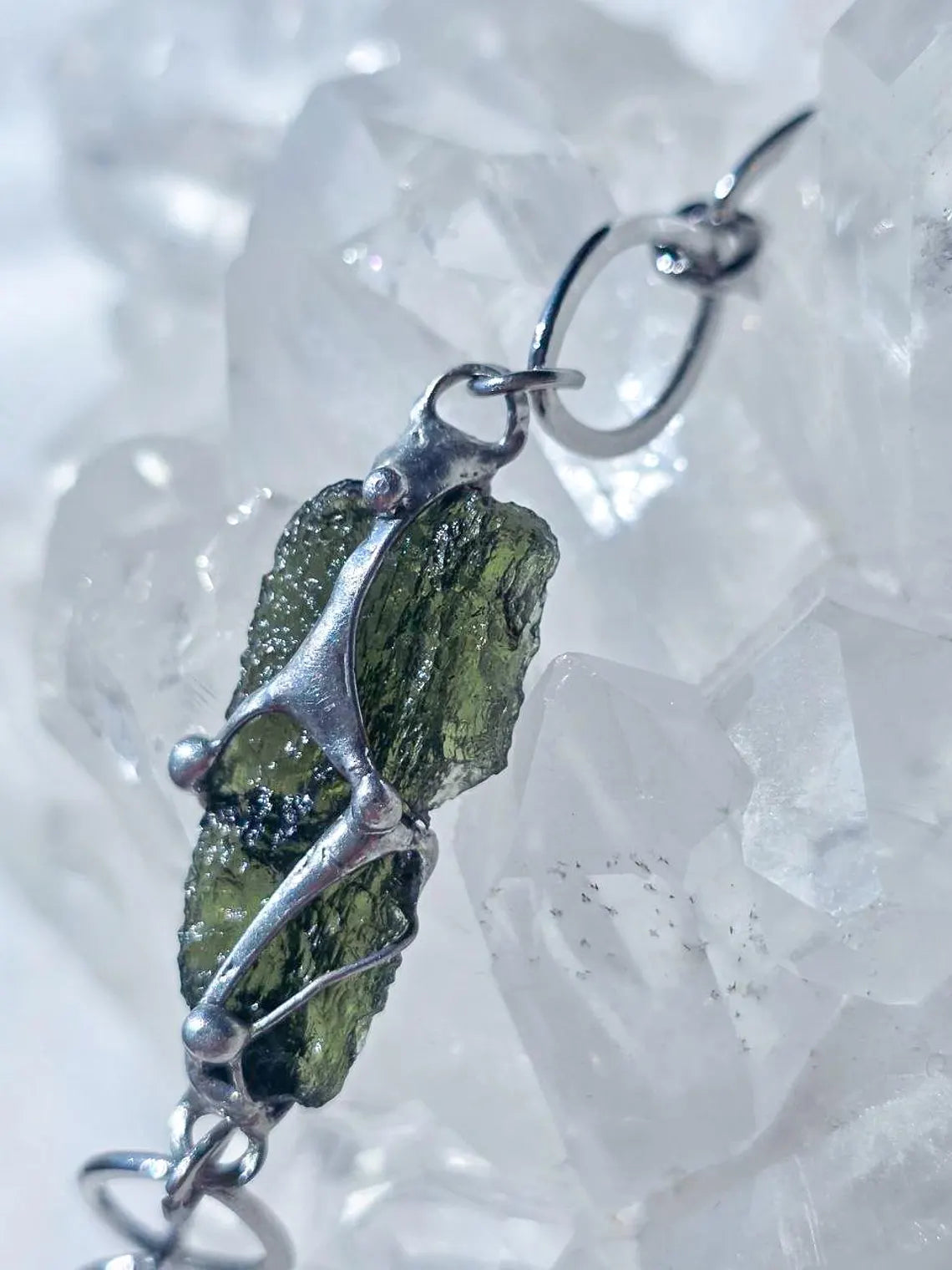 Raw Moldavite Bracelet, Chlum, 2.9g