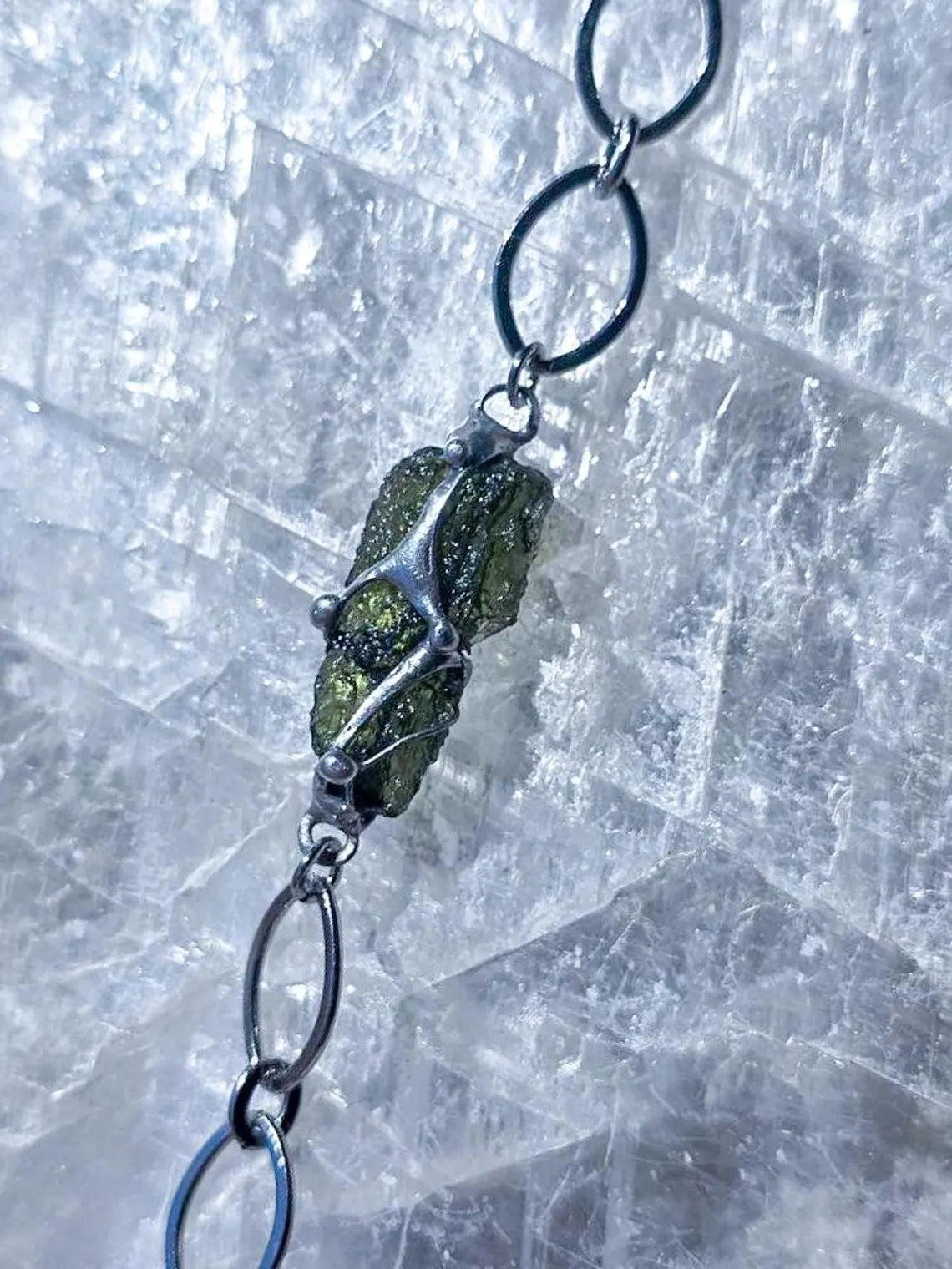 Raw Moldavite Bracelet, Chlum, 2.9g