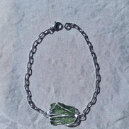 Moldavite Rhodium Brass Bracelet, Marouškovo Pole, 0.83g