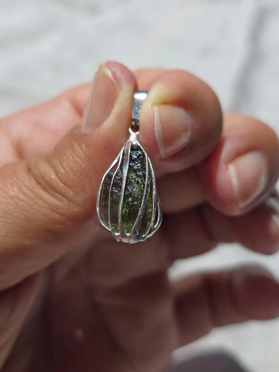 Rich Green Moldavite Pendant, Chlum, 0.75g