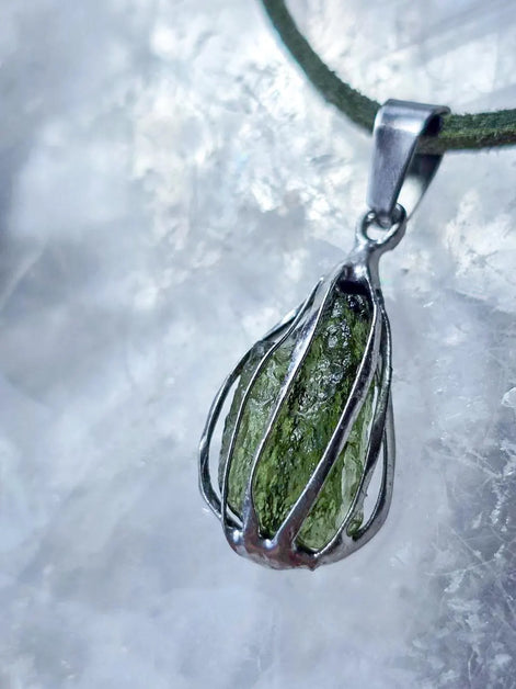 Rich Green Moldavite Pendant, Chlum, 0.75g