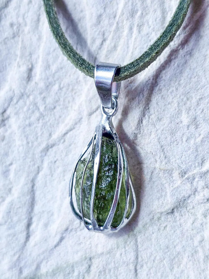 Rich Green Moldavite Pendant, Chlum, 0.75g
