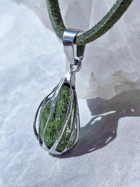 Rich Green Moldavite Pendant, Chlum, 0.75g