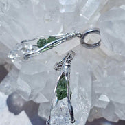 Raw Moldavite & Herkimer Diamond Earrings, Chlum, 0.90g