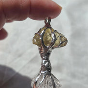 Libyan Desert Glass & Herkimer Diamond Tree Necklace