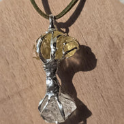 Libyan Desert Glass & Herkimer Diamond Tree Necklace