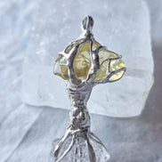 Libyan Desert Glass & Herkimer Diamond Tree Necklace