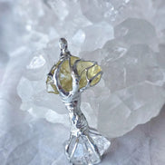 Libyan Desert Glass & Herkimer Diamond Tree Necklace