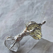 Libyan Desert Glass & Herkimer Diamond Tree Necklace