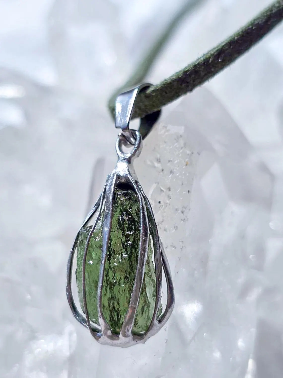 Rich Green Moldavite Pendant, Chlum, 0.75g