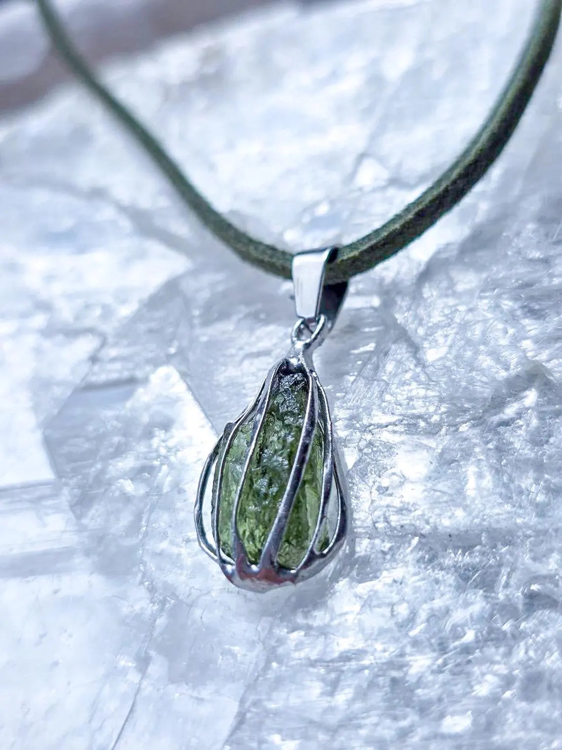 Rich Green Moldavite Pendant, Chlum, 0.75g