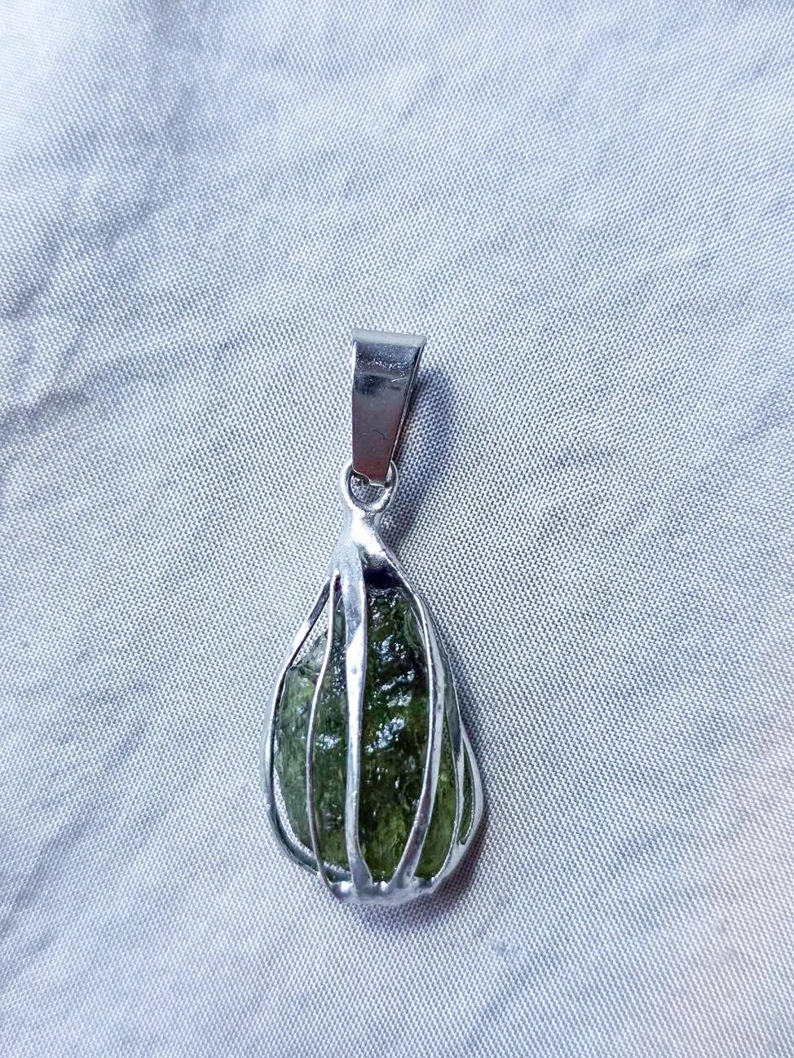 Rich Green Moldavite Pendant, Chlum, 0.75g