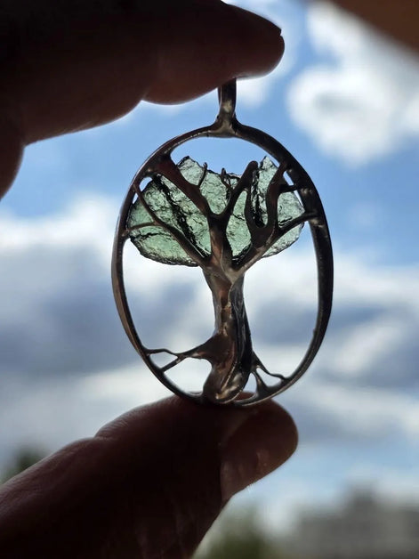 Moldavite Tree Pendant, Chlum, 1.86g