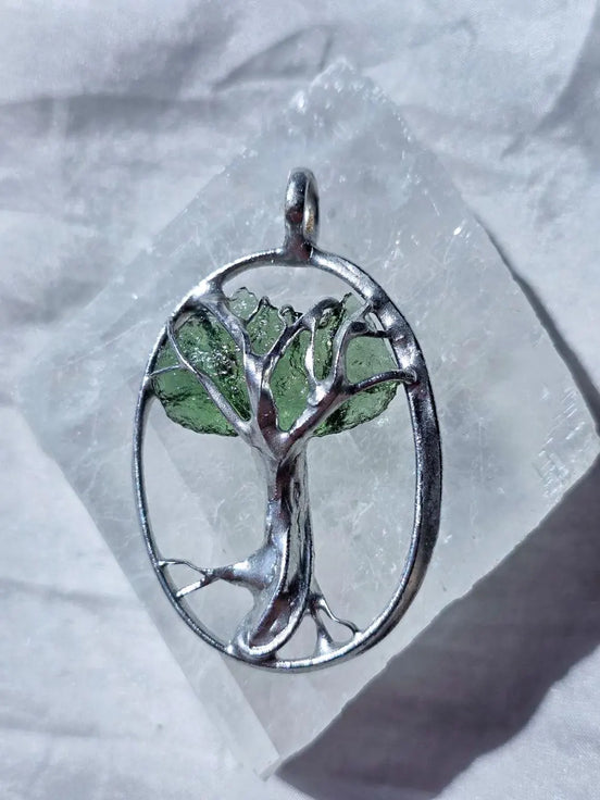 Moldavite Tree Pendant, Chlum, 1.86g