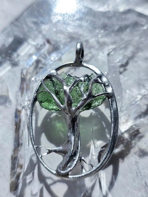 Moldavite Tree Pendant, Chlum, 1.86g
