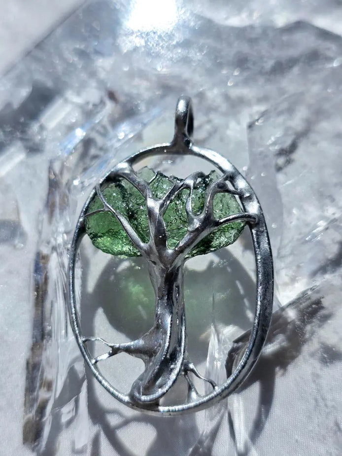 Moldavite Tree Pendant, Chlum, 1.86g