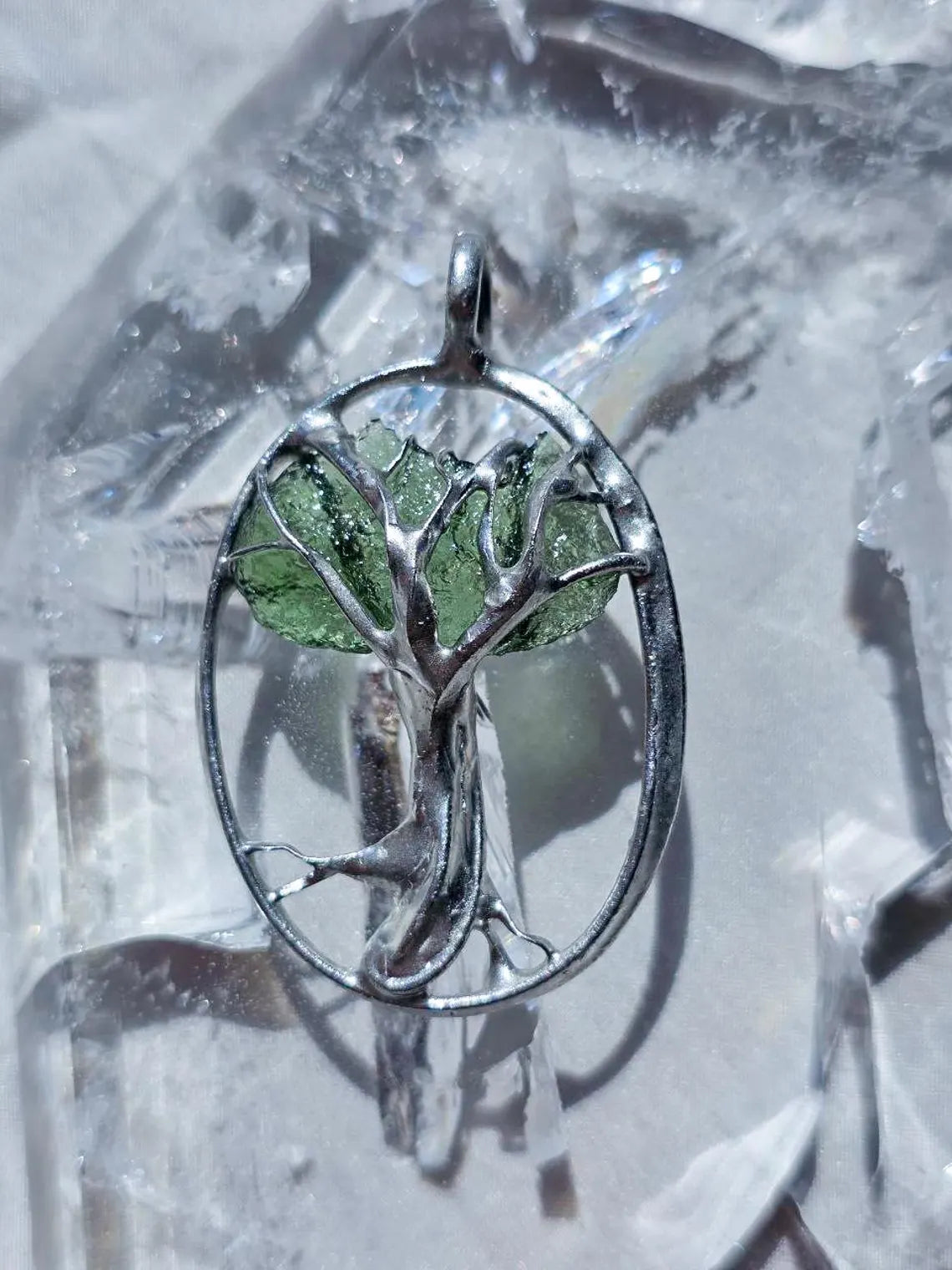 Moldavite Tree Pendant, Chlum, 1.86g