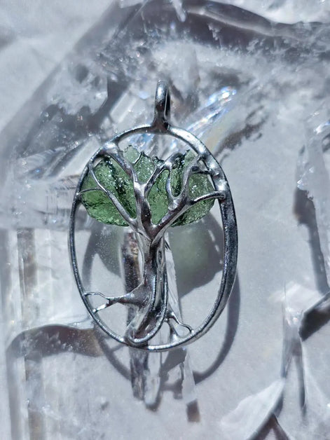 Moldavite Tree Pendant, Chlum, 1.86g