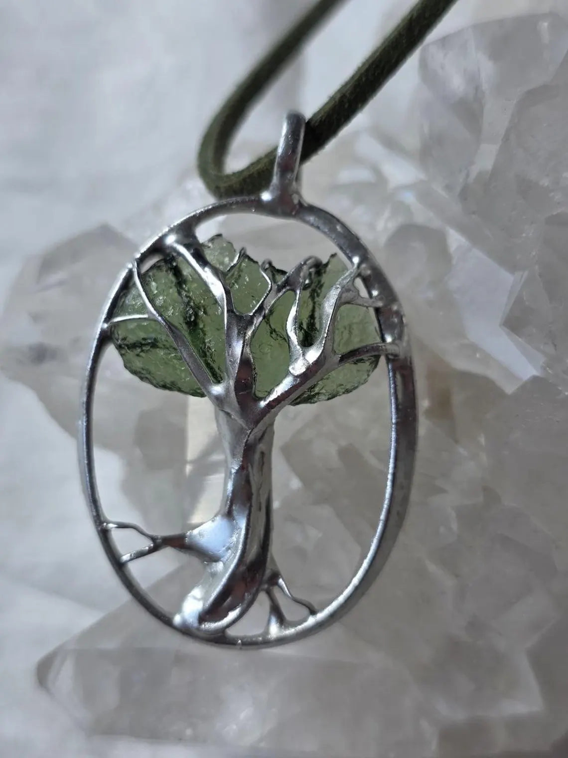 Moldavite Tree Pendant, Chlum, 1.86g