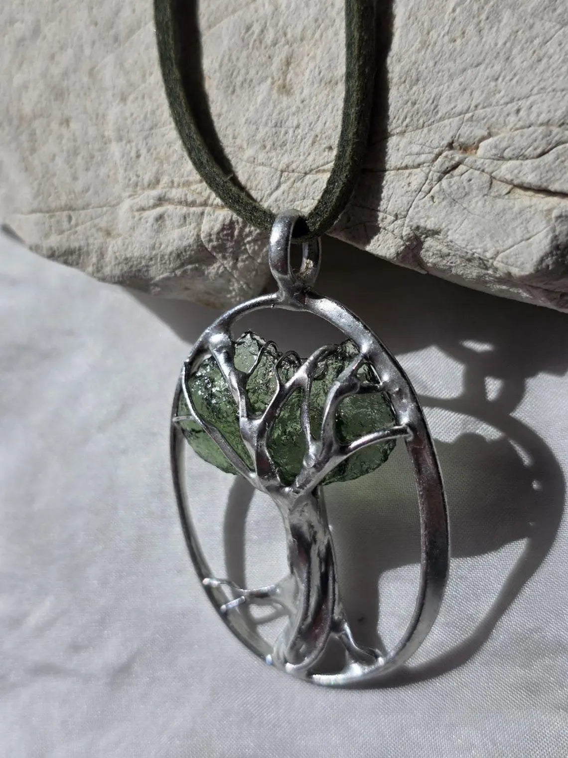 Moldavite Tree Pendant, Chlum, 1.86g